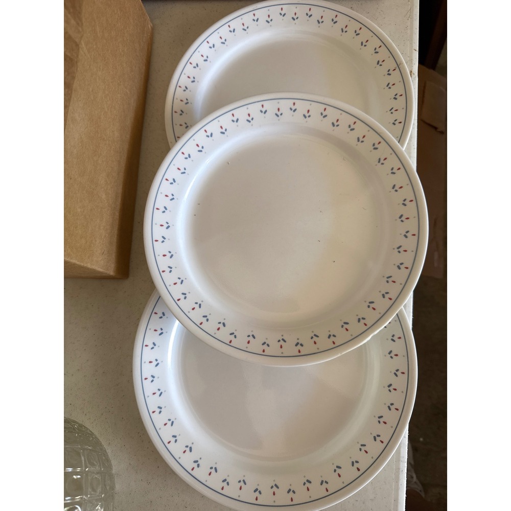 Corelle Indian‎ Summer Dinner Plates Set of 3 Corning Vitrelle Red Blue 10.25 in